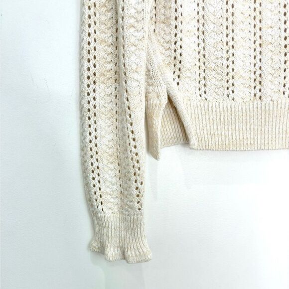 A.L.C Chandler Cotton Cable Merino wool Sweater In Off White - Picture 10 of 11
